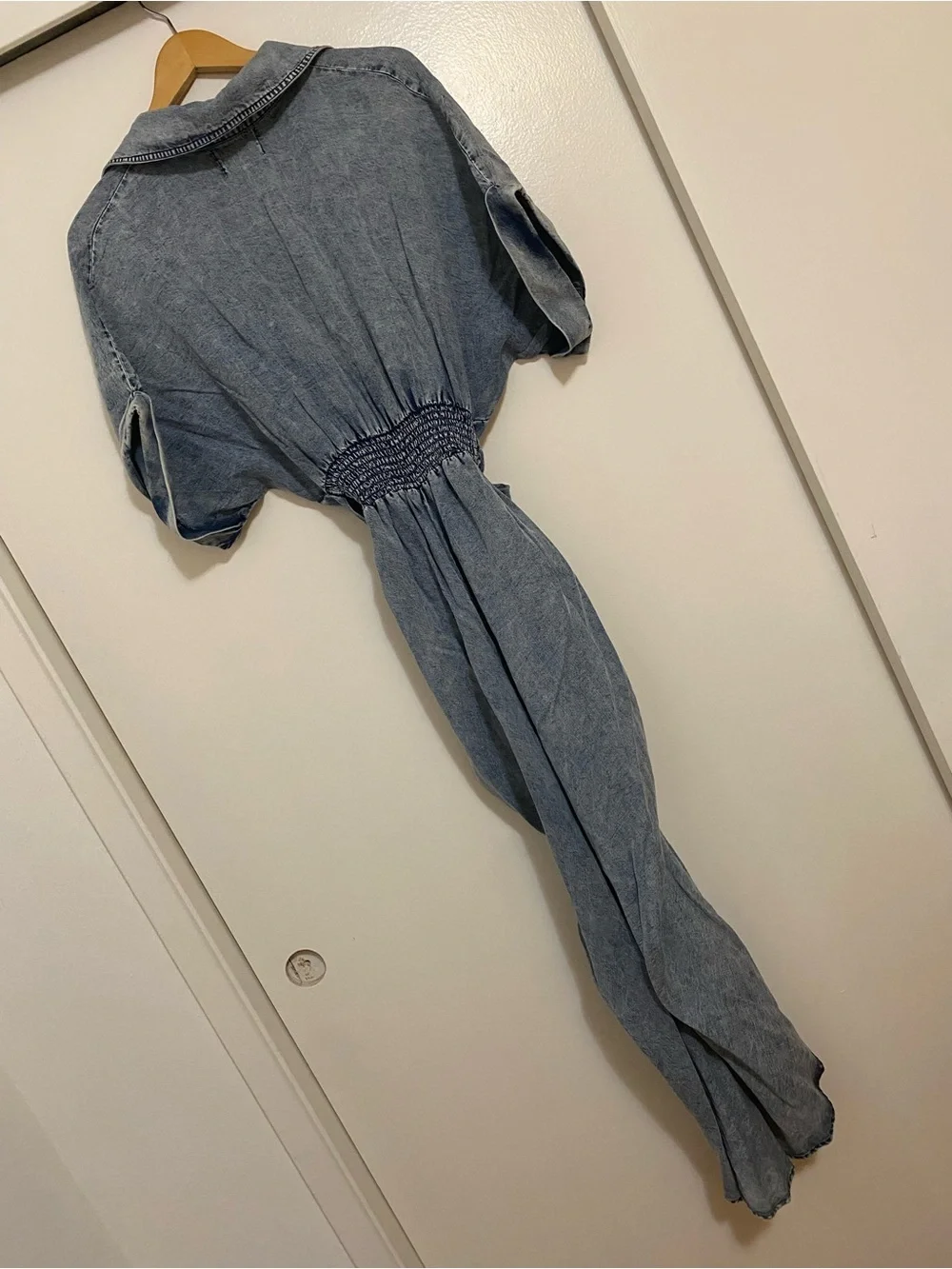 Oli & Hali Washed Button Down Denim Midi Dress with Tie Waist
